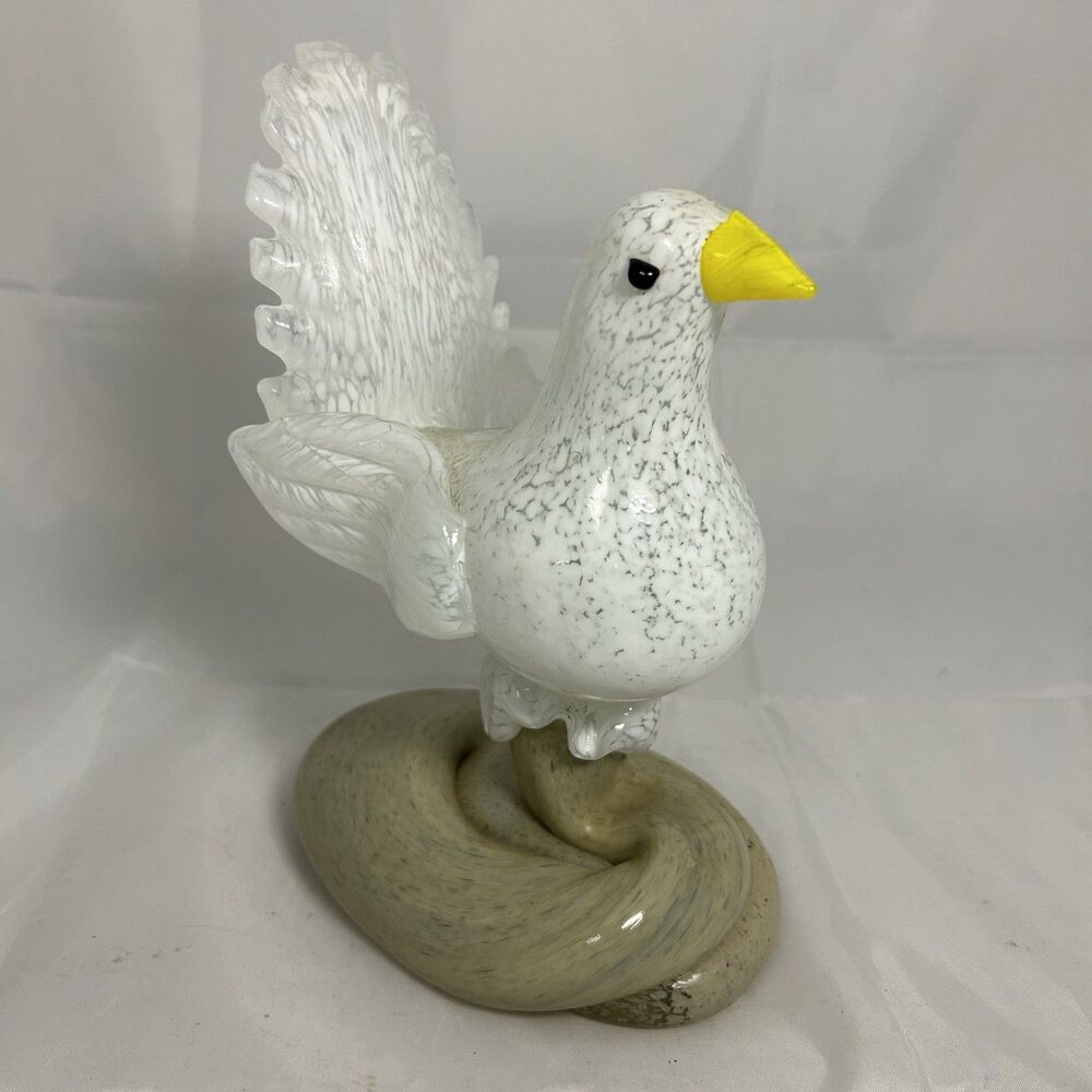 Hand Blown Glass Art  White Dove Collectible Gift For Bird Lover